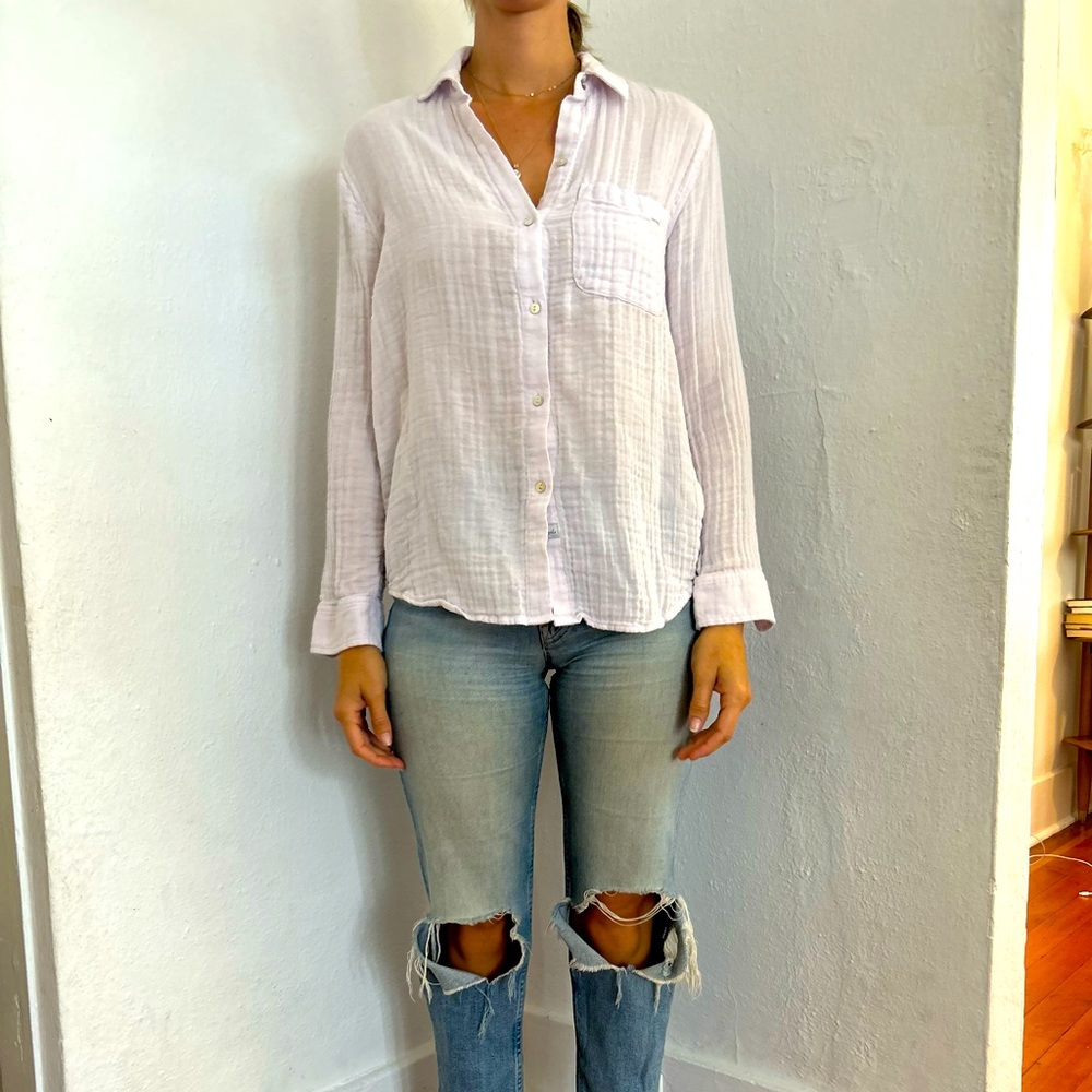Rails linen light lavender xs button up